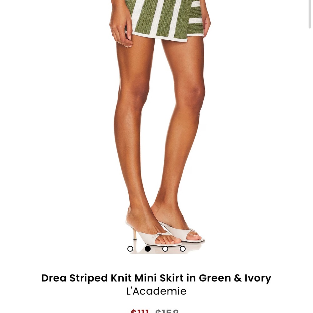 L'Academie Olive and White Striped Mini Skirt